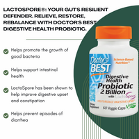 Digestive Health Probiotic 2 Billion with LactoSpore - 60 vcaps By Doctor's Best