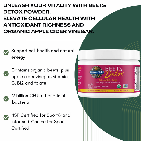 Detox Beets Powder (Cranberry Pomegranate) - 105 grams By Garden of Life