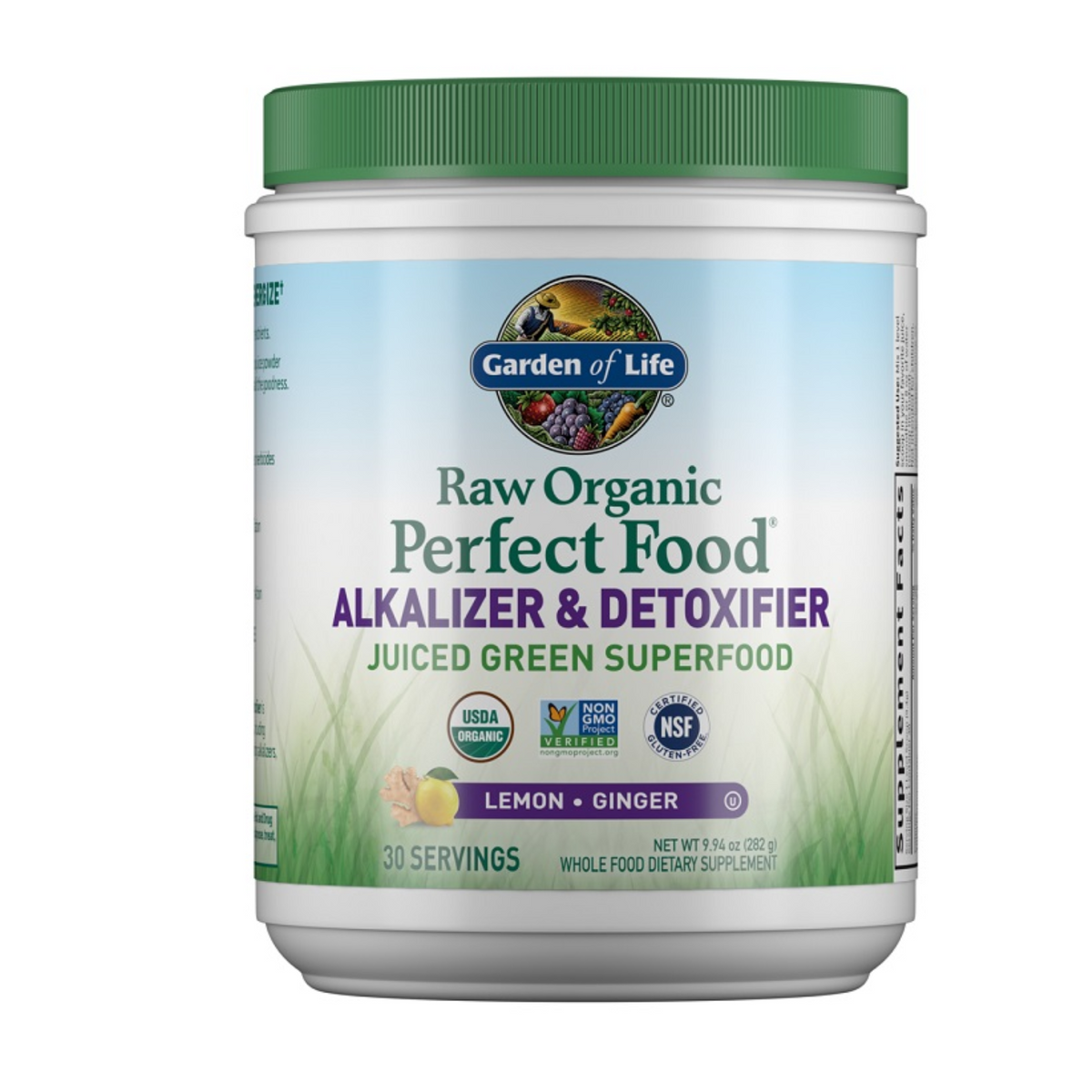 Raw Organic Perfect Food Alkalizer & Detoxifier (Lemon Ginger) - 282 grams By Garden of Life