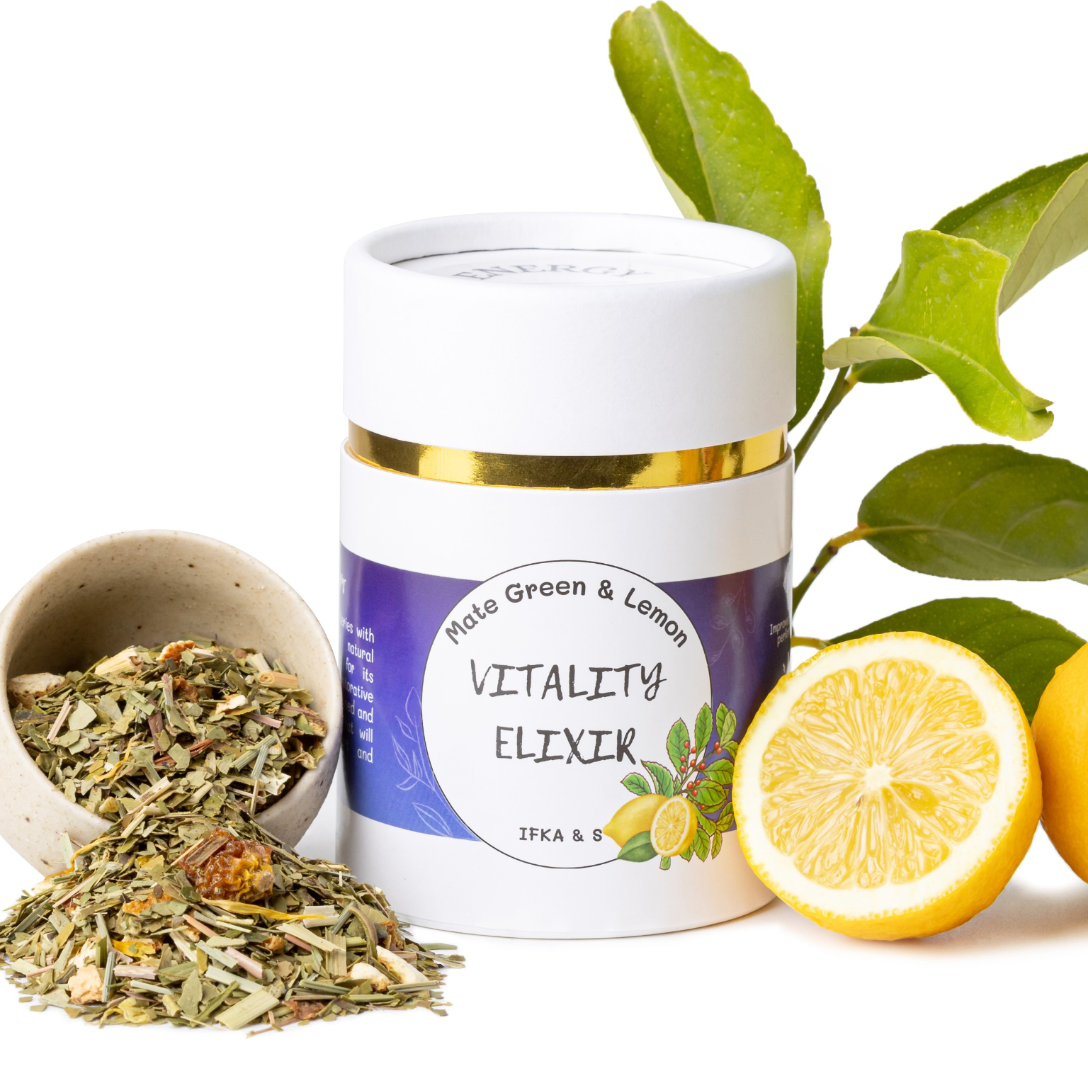 IFKA&S Vitality Elixir, Yerba mate and lemon infusion with herbs and lemon